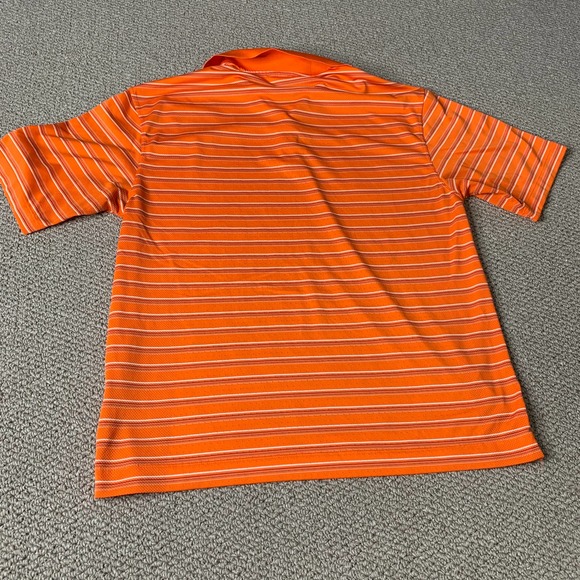 Nike Golf Mens Polo Shirt Size Medium Orange Striped FitDry Short Sleeves - Picture 6 of 12